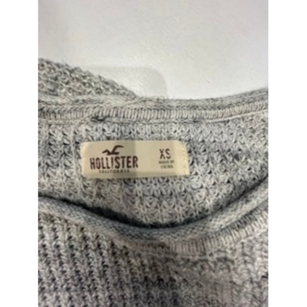 Hollister Grey Marled Waffle Knit Relaxed Crewneck Sweater XS - Picture 2 of 4